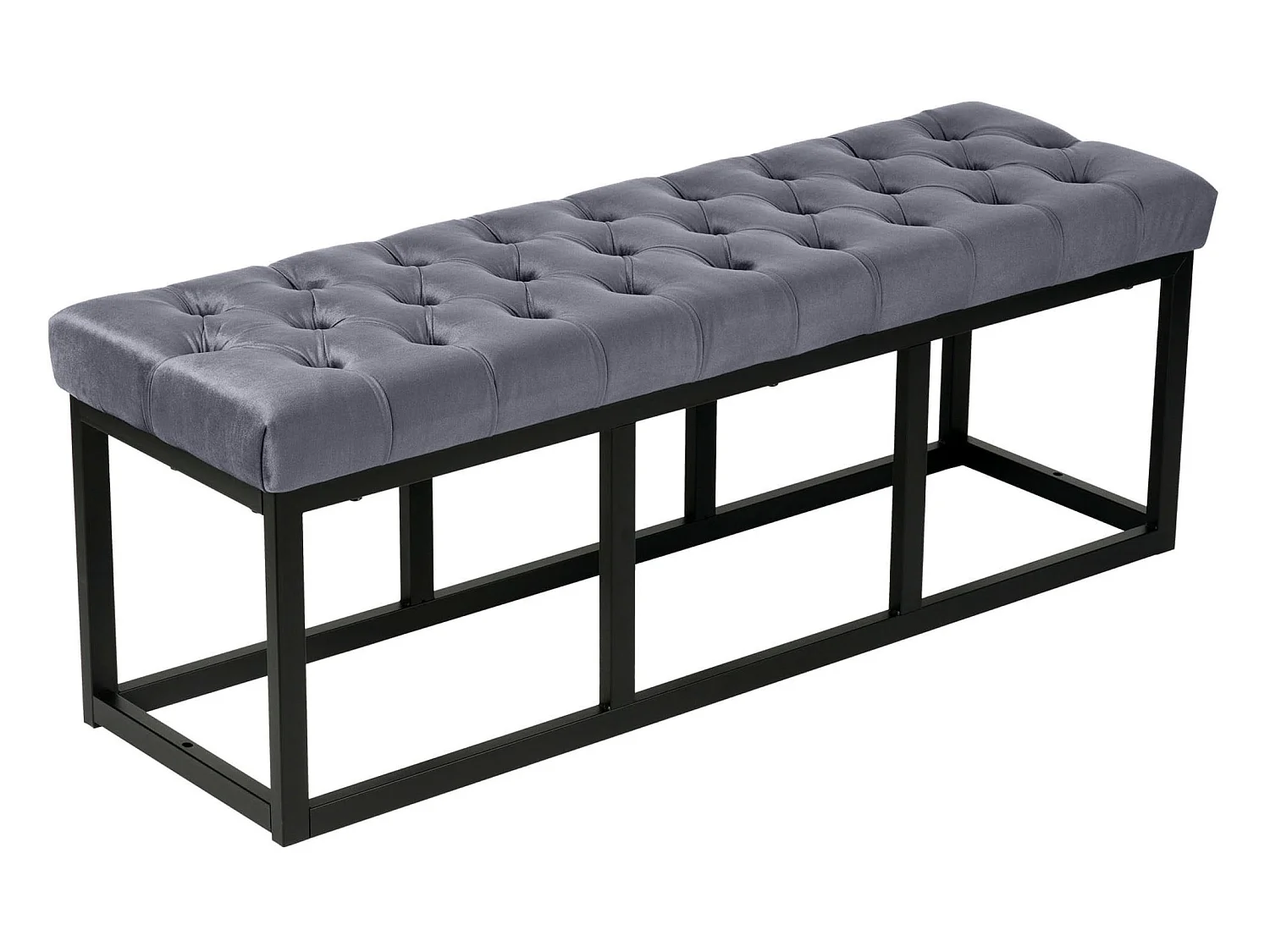 Banquette - Velours & Métal noir mat - Gris - Polson