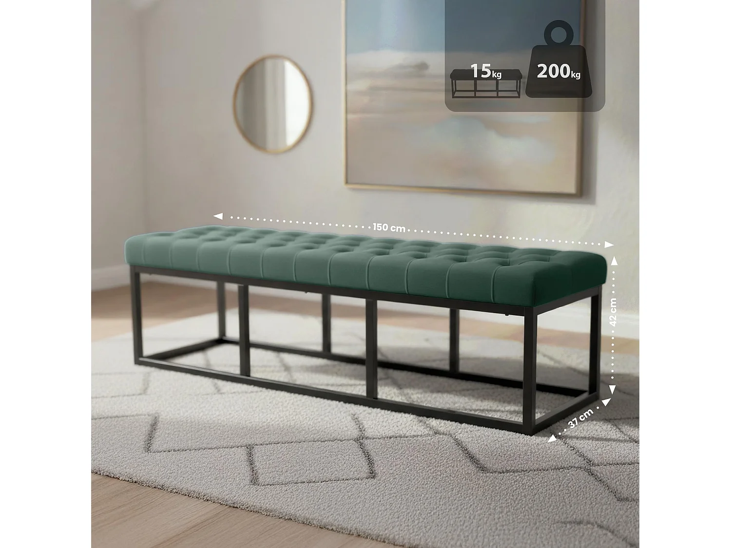 Banquette - Velours - Vert - Polson