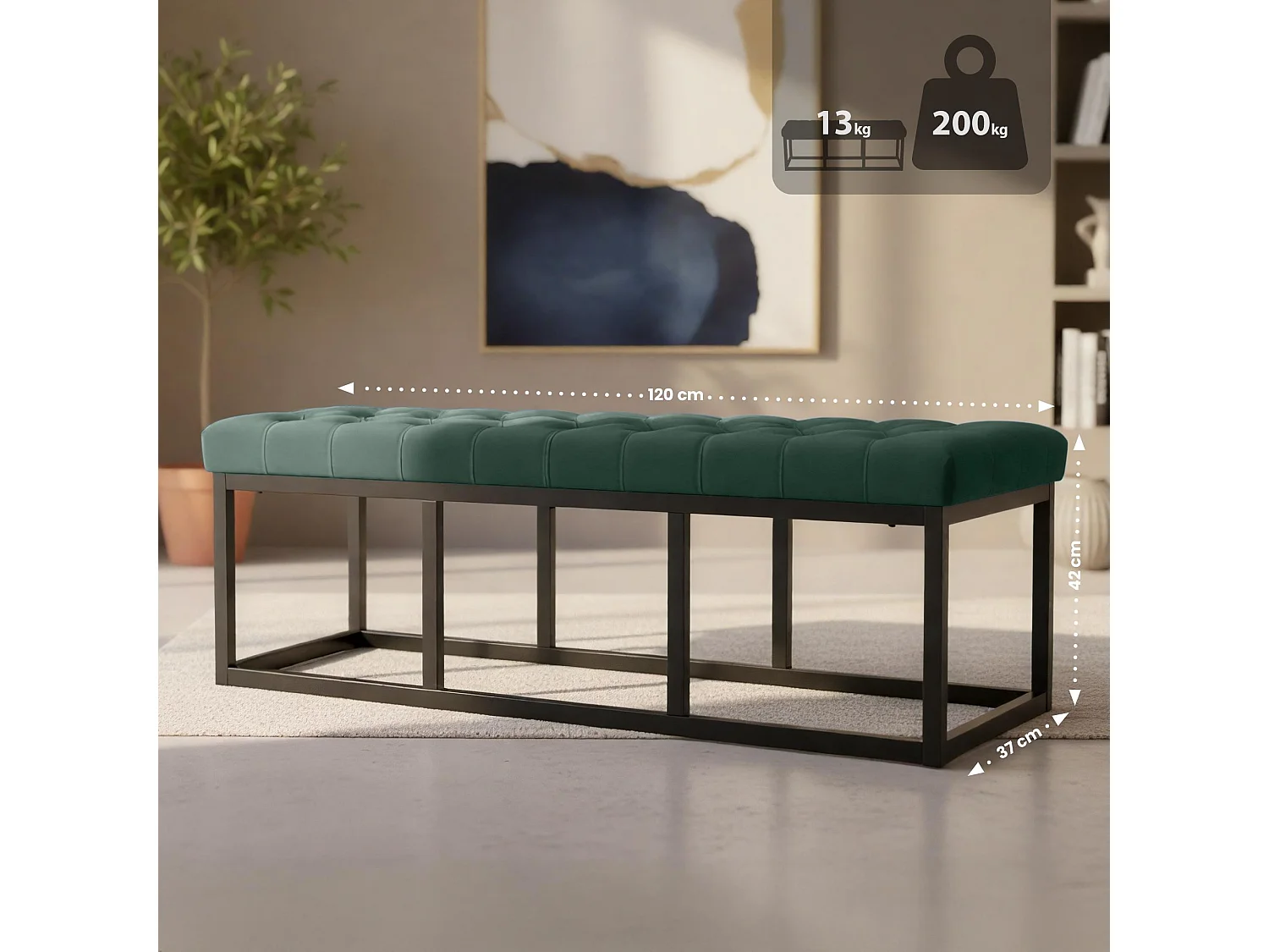 Banquette - Velours - Vert - Polson