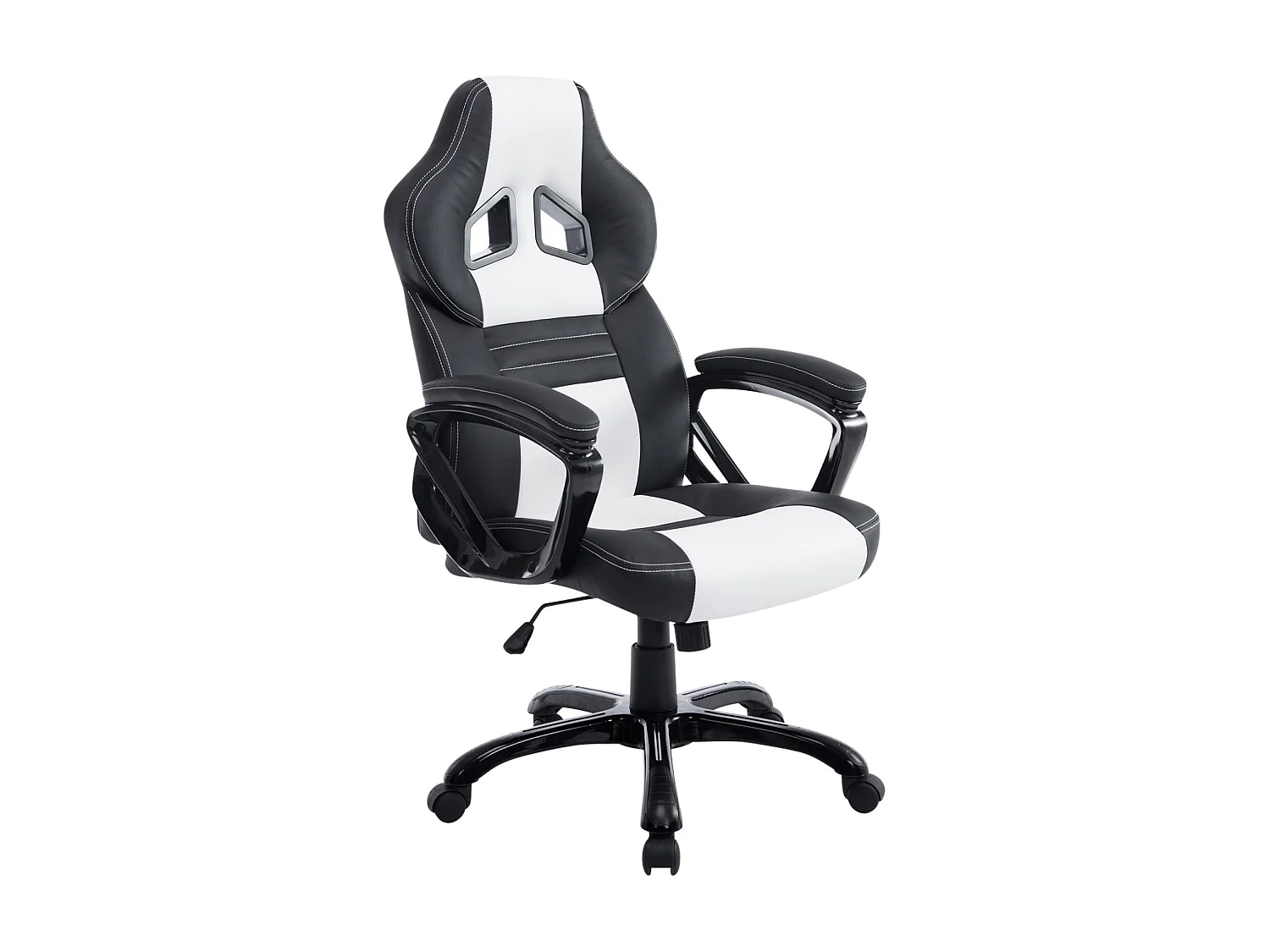 Chaise de bureau - Similicuir & Plastique - Noir / Blanc - XL Pedro