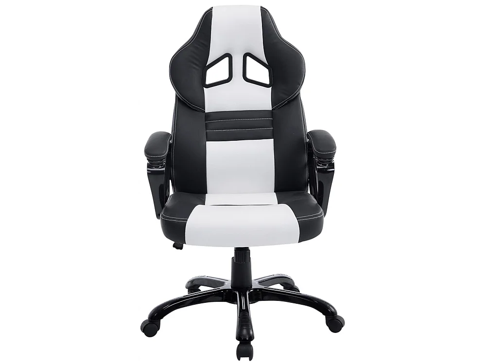 Chaise de bureau - Similicuir & Plastique - Noir / Blanc - XL Pedro