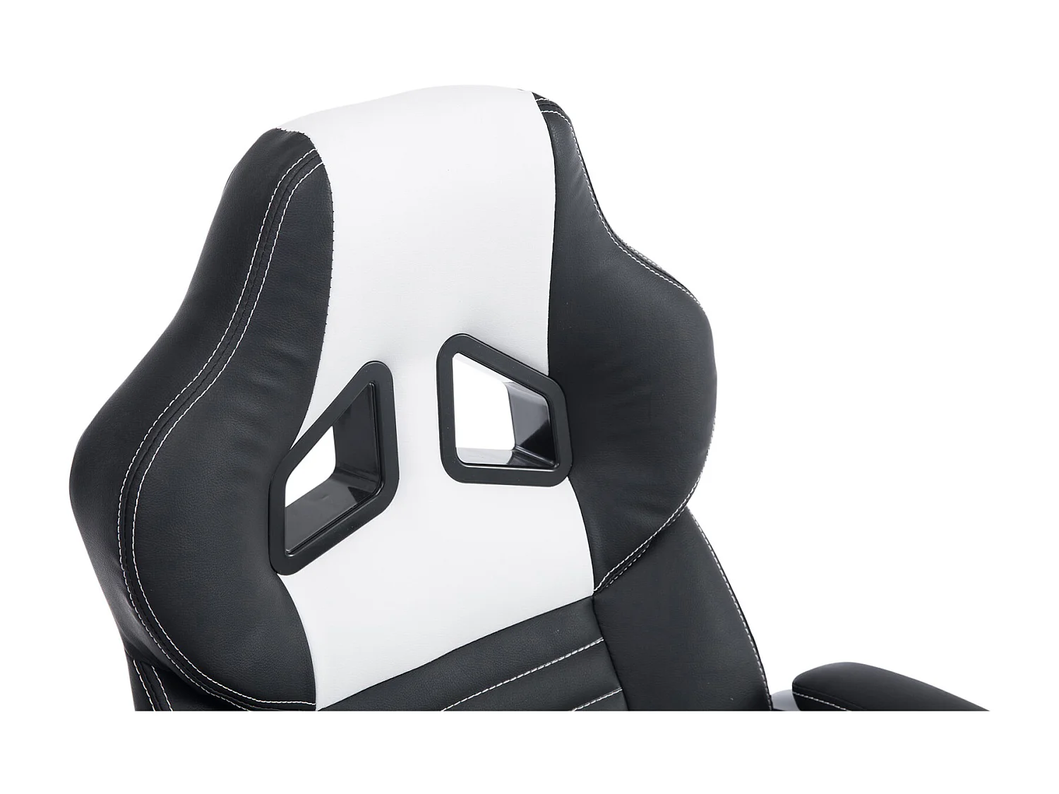 Chaise de bureau - Similicuir & Plastique - Noir / Blanc - XL Pedro