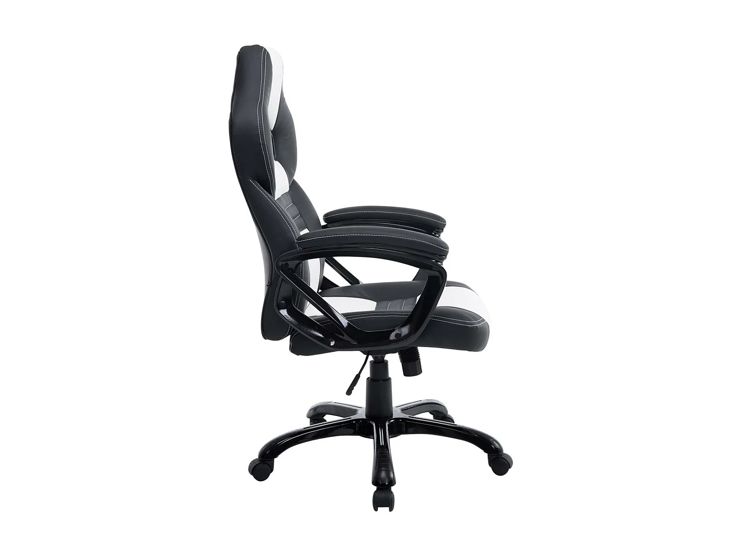 Chaise de bureau - Similicuir & Plastique - Noir / Blanc - XL Pedro