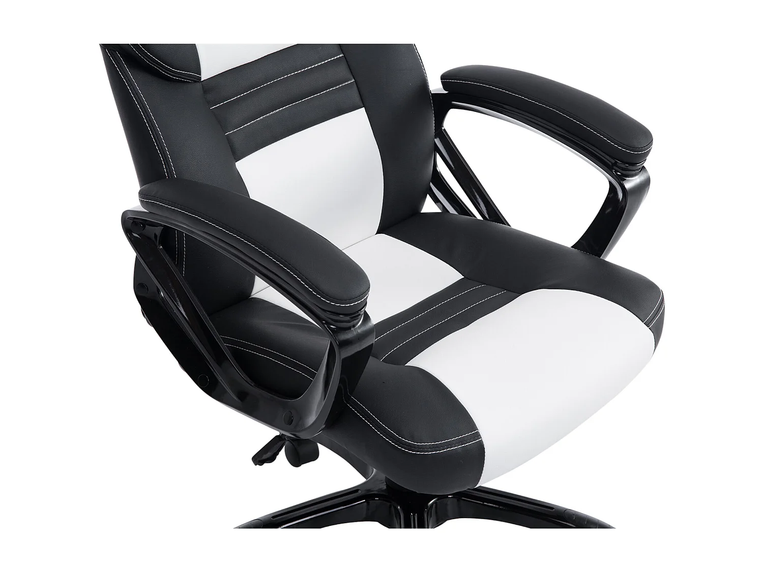 Chaise de bureau - Similicuir & Plastique - Noir / Blanc - XL Pedro