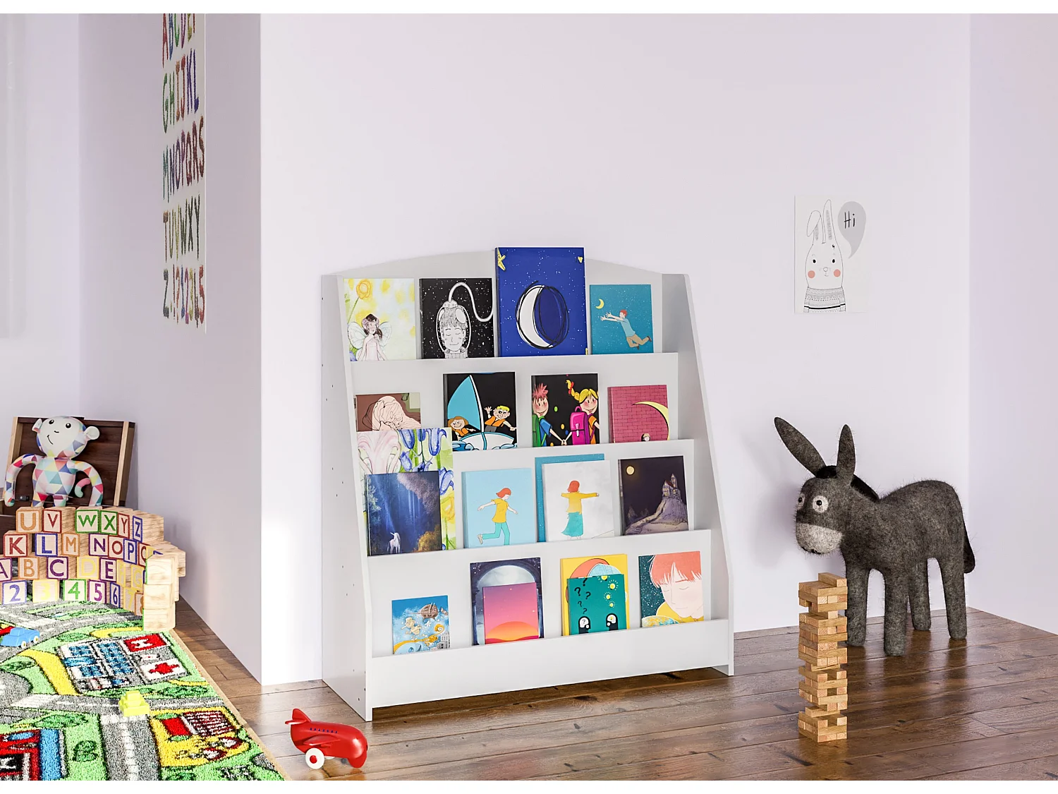 Étagère à livres - Bois - 80 x 30 x 88cm - Blanc - Melfa