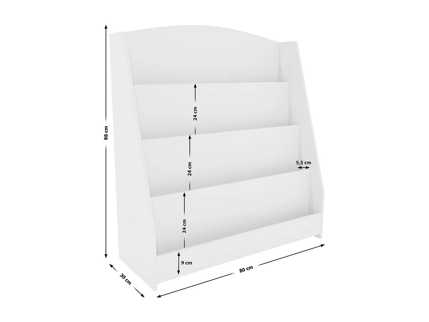 Bücherregal - Holz - 80 x 30 x 88cm - weiß - Melfa