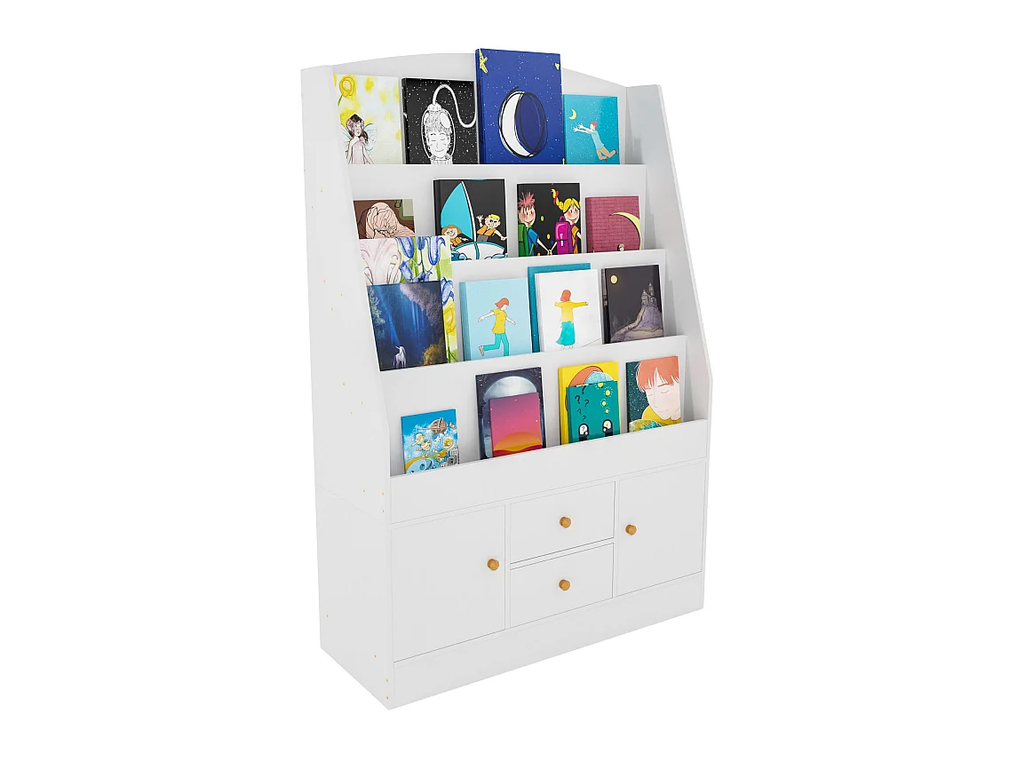 Étagère à livres - Bois - 80 x 30 x 123cm - Blanc - Luray