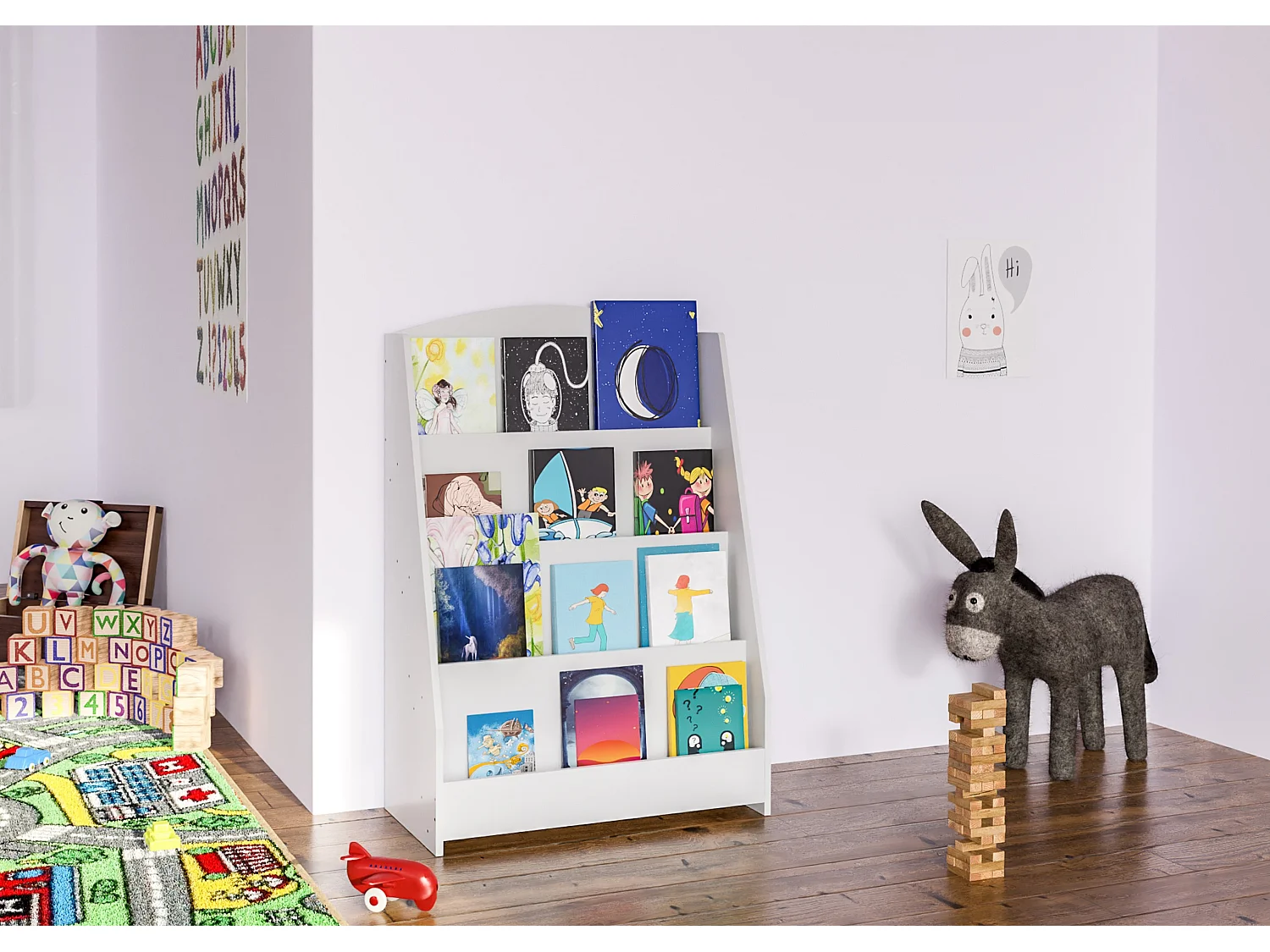 Étagère à livres - Bois - 60 cm - Blanc - Melfa