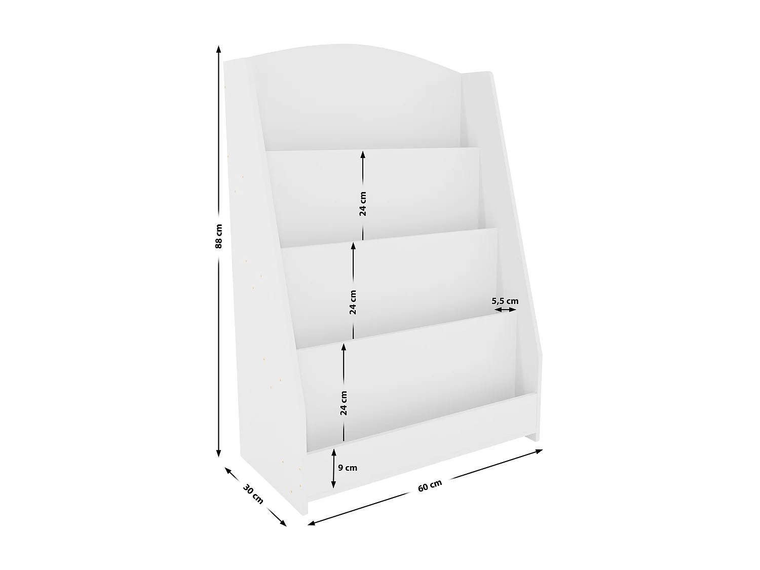 Bücherregal - Holz - 60 cm - weiß - Melfa