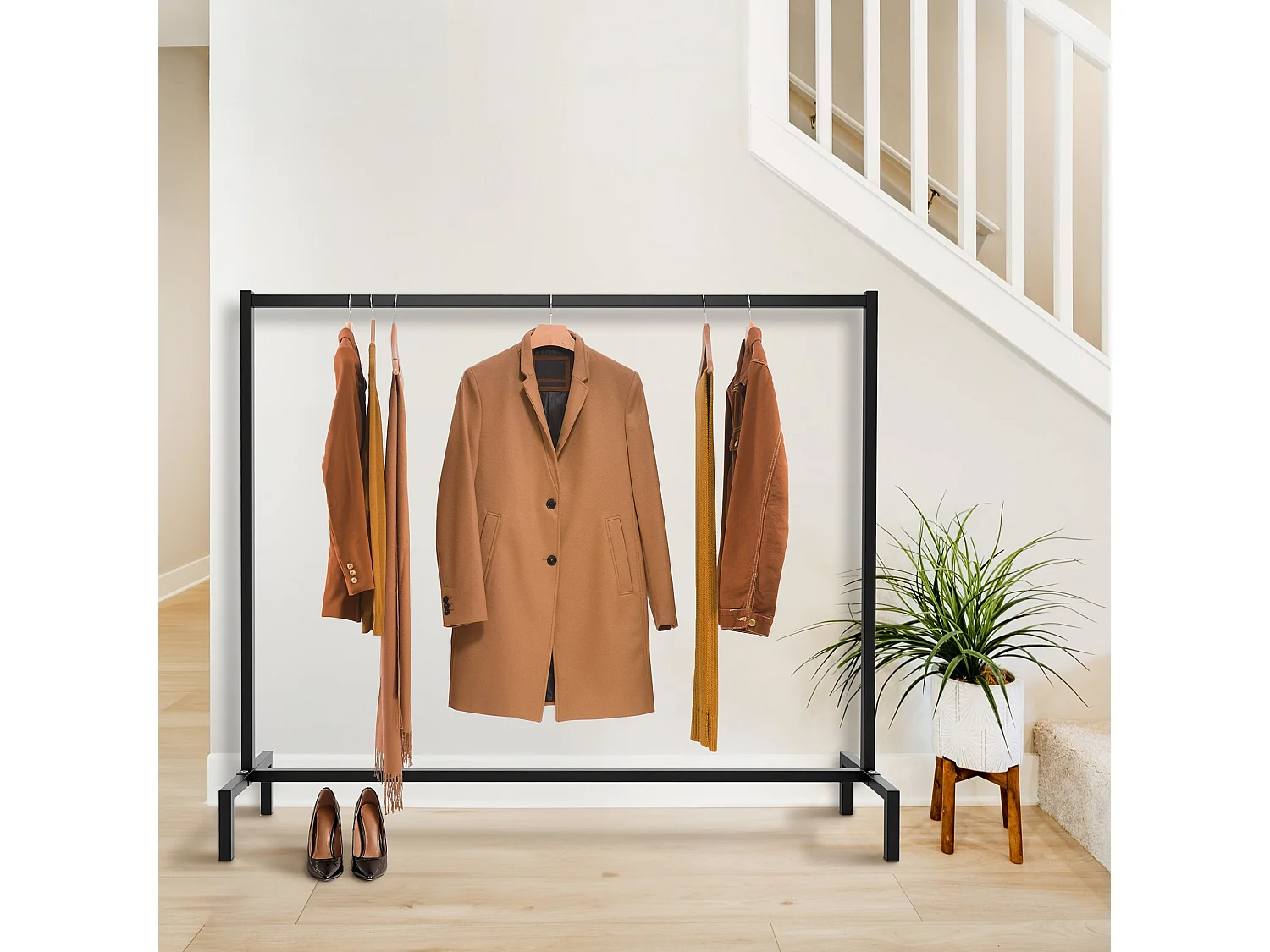 Kledingrek - Metaal - 150x38x120 - zwart - Melva