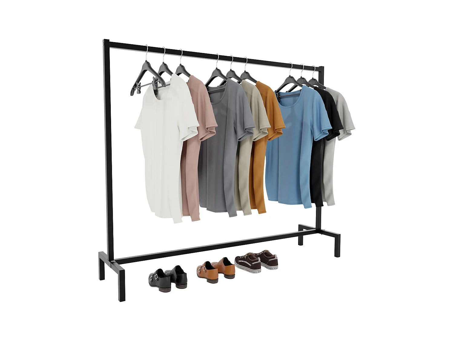 Kleiderständer - Metall - 150x38x120 - schwarz - Melva