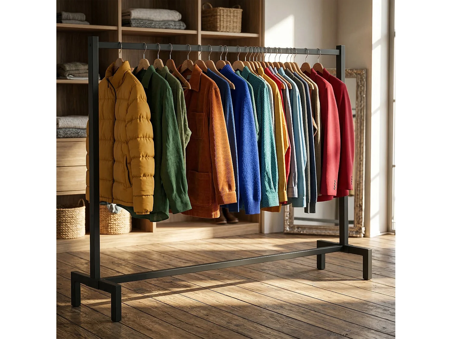 Portant à vêtement - Métal - 150x38x120 - Noir - Melva