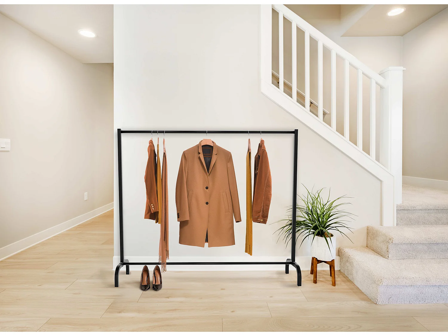 Perchero - Metal - 150x38x120 cm - Negro - Lara