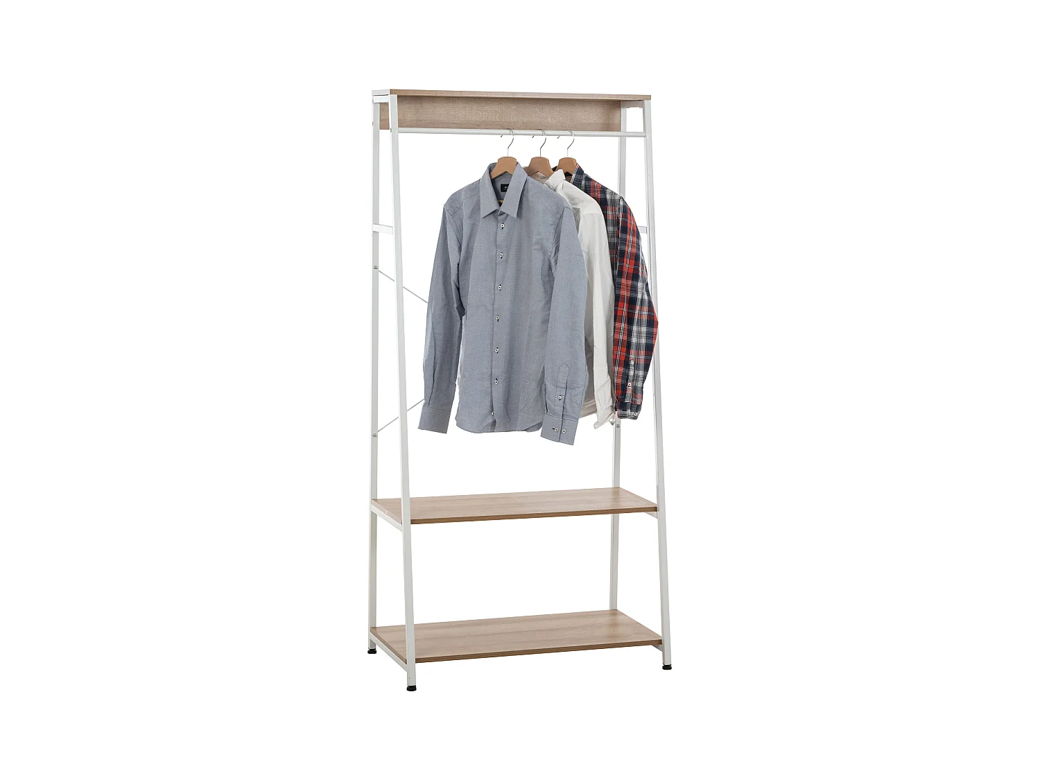 Garderobenständer - Holz - 80 x 44 x 167cm - natura/weiß - Luton