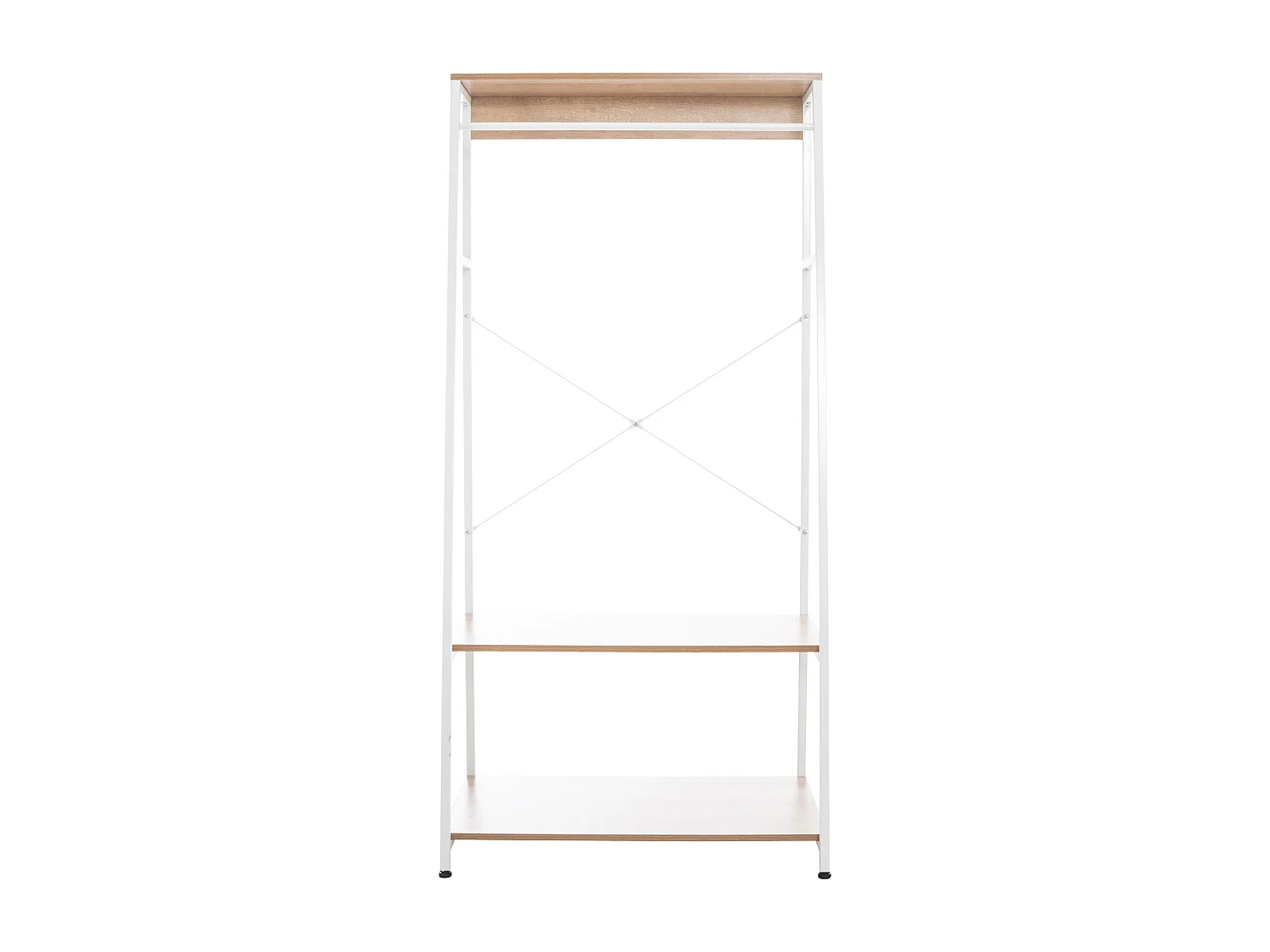 Portant à vêtement - Bois - 80 x 44 x 167cm - Nature / Blanc - Luton