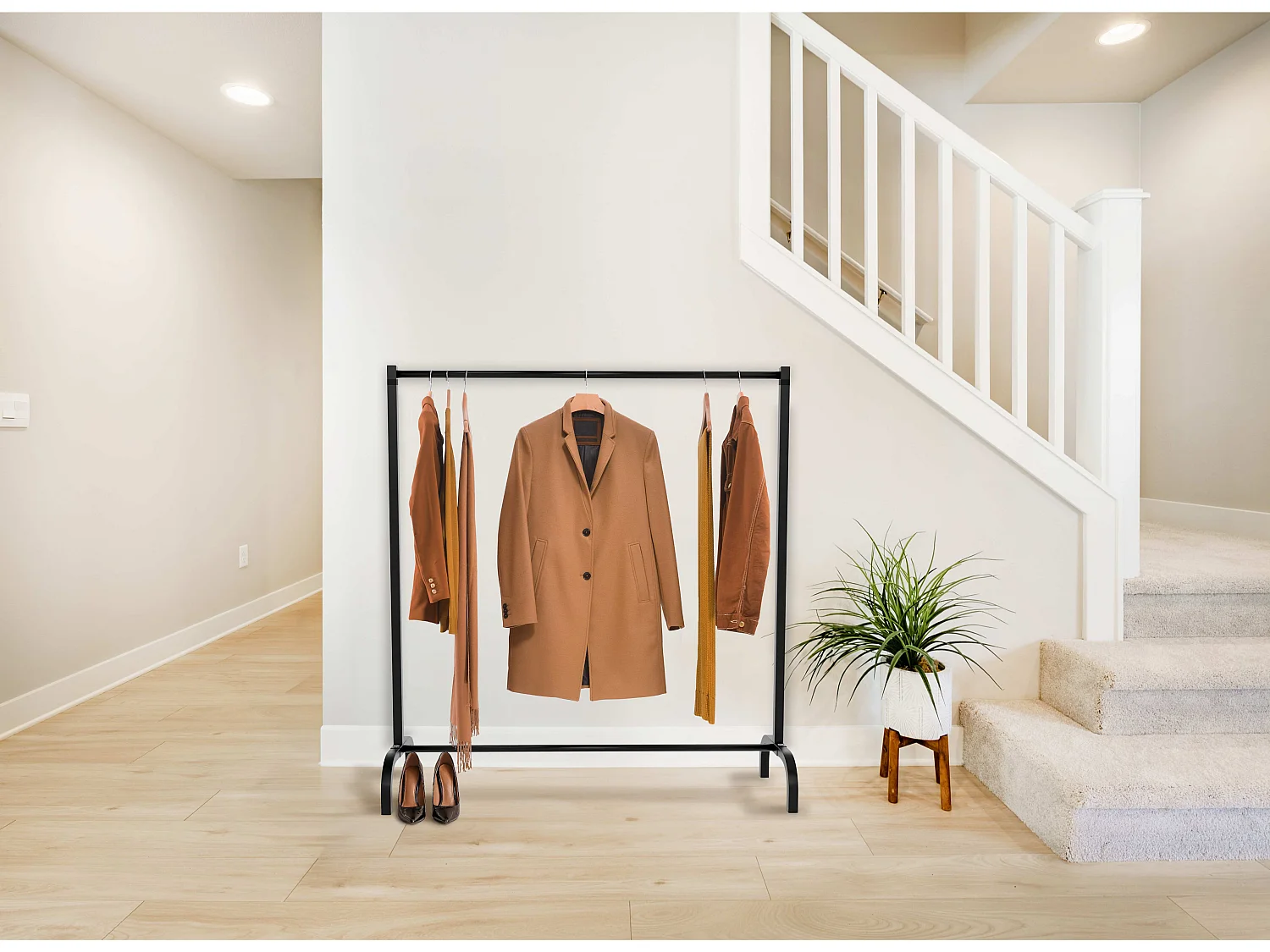 Portant à vêtement - Métal - 120x38x120 cm - Noir - Lara