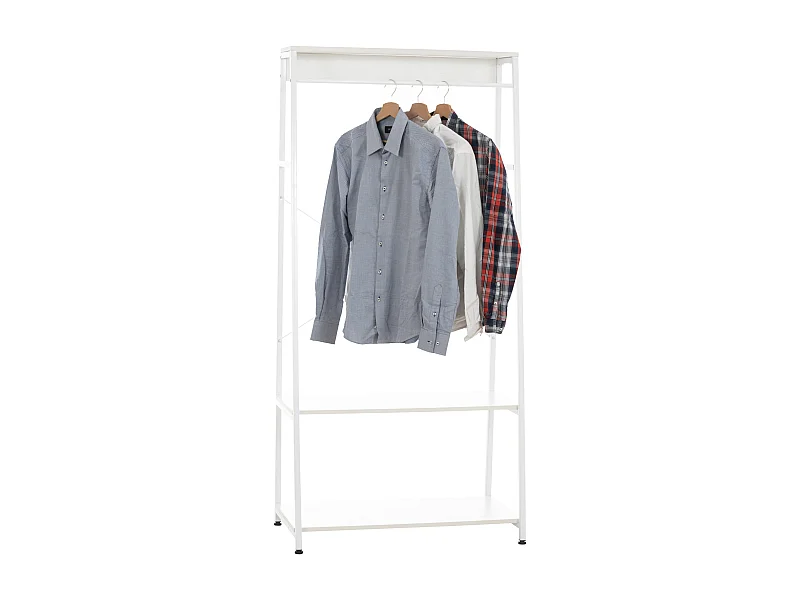 Kledingrek - Hout - 80 x 44 x 167cm - wit - Luton