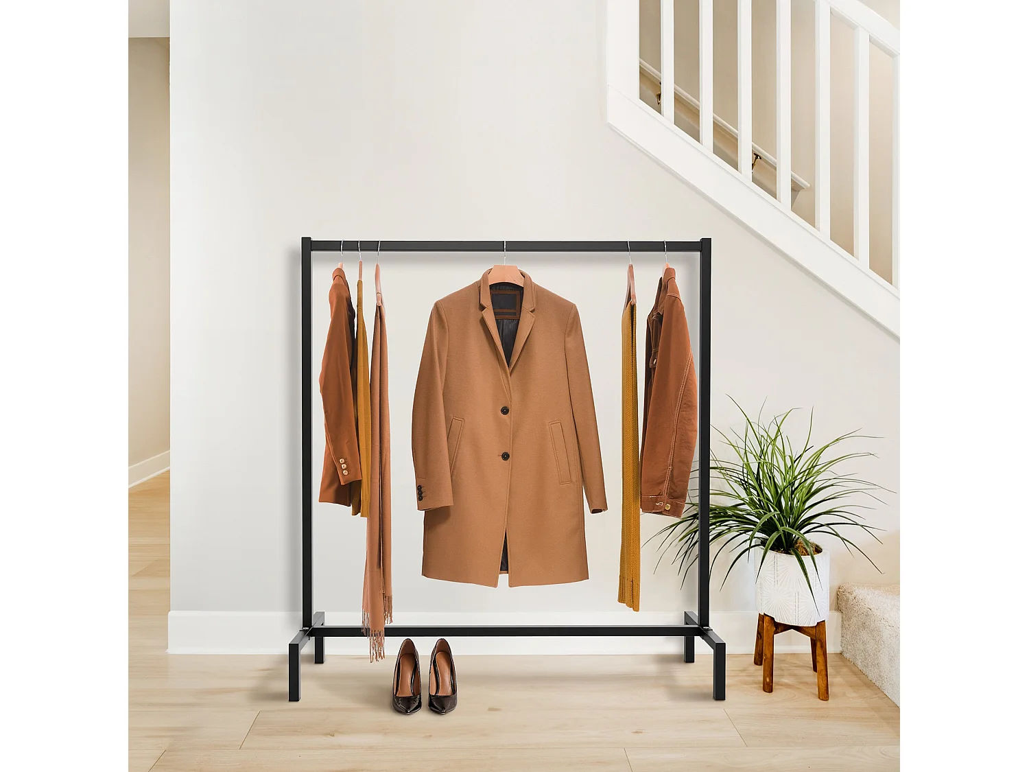 Portant à vêtement - Métal - 120x38x120 - Noir - Melva