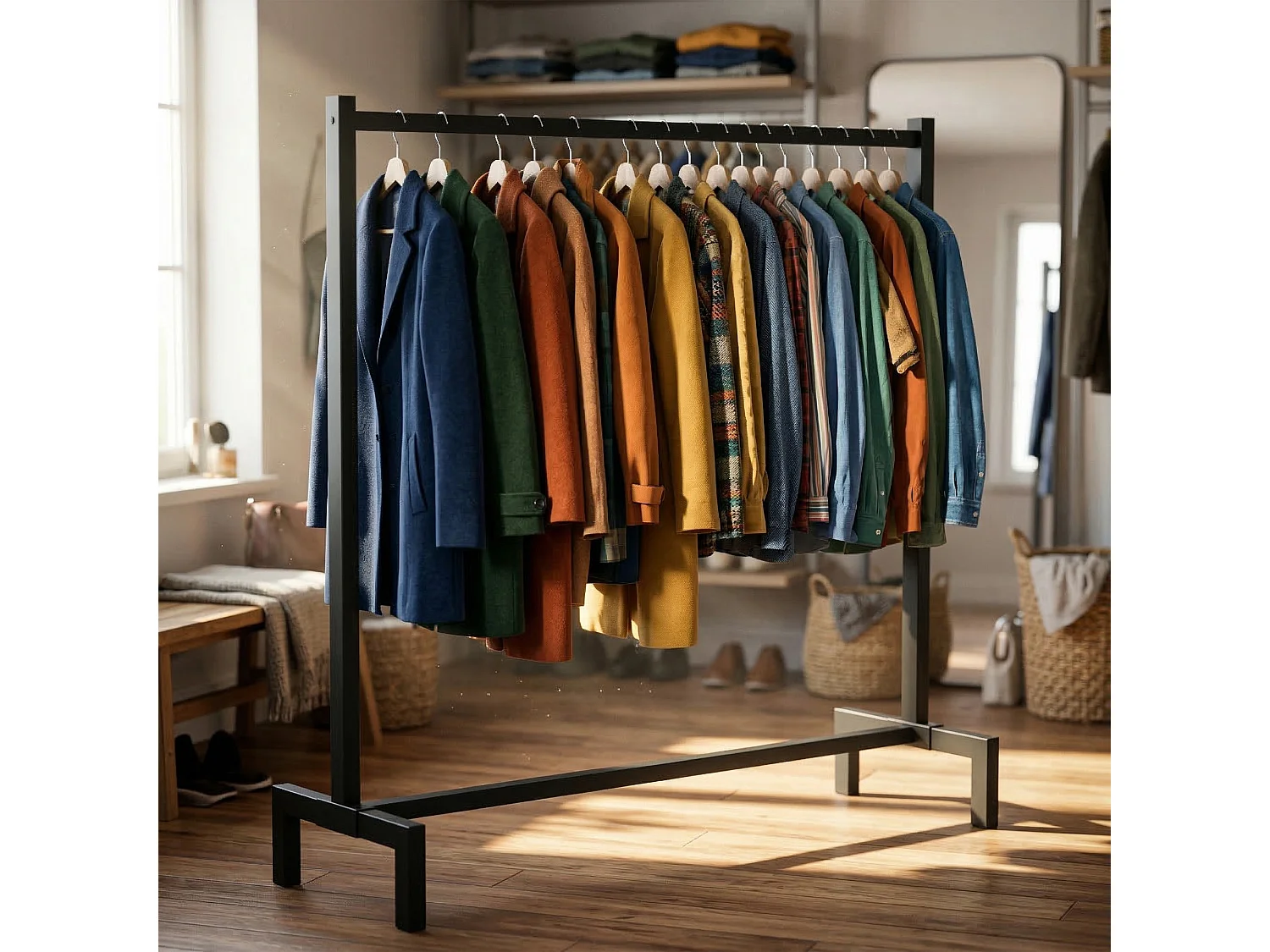 Kledingrek - Metaal - 120x38x120 - zwart - Melva