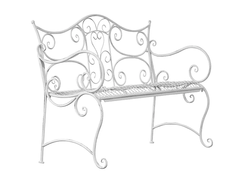 Banc de jardin - Métal & Acier inoxydable - Blanc antique - Tara