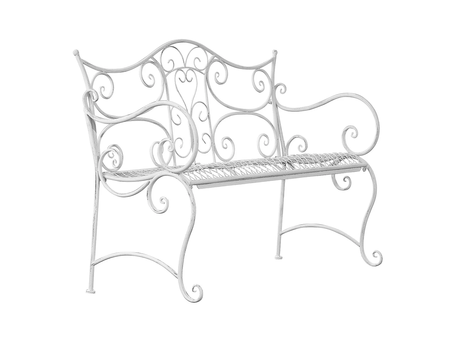 Banc de jardin - Métal & Acier inoxydable - Blanc antique - Tara
