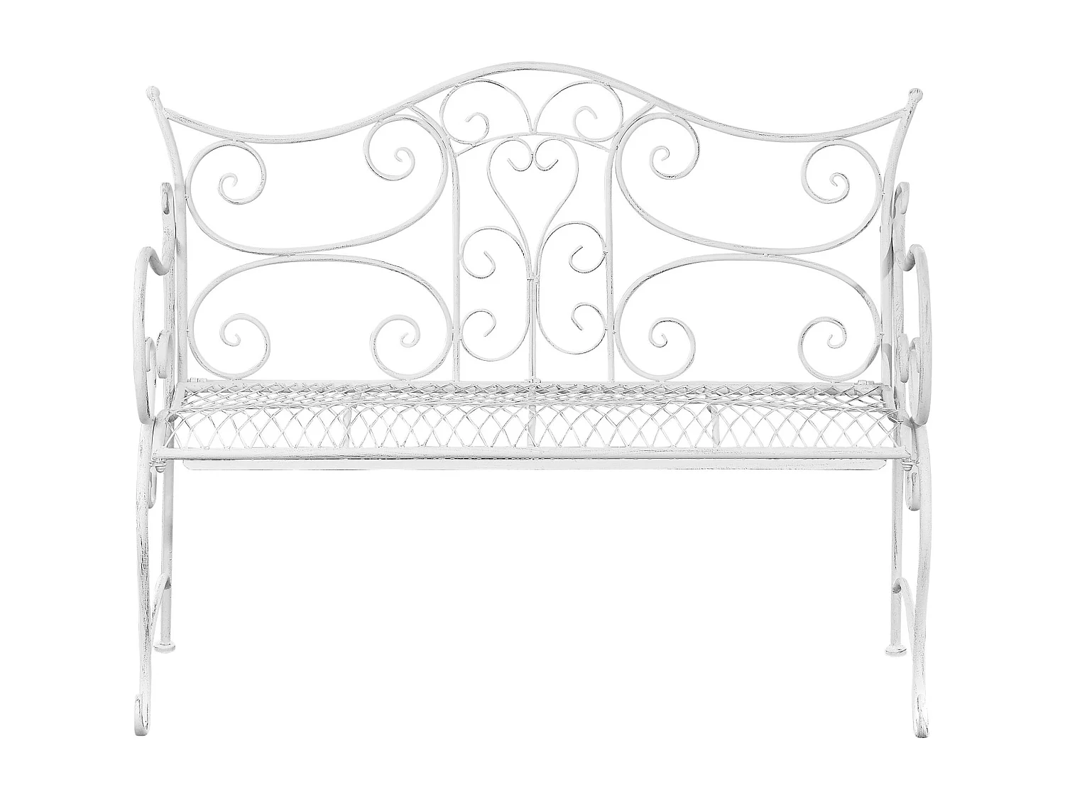 Banc de jardin - Métal & Acier inoxydable - Blanc antique - Tara