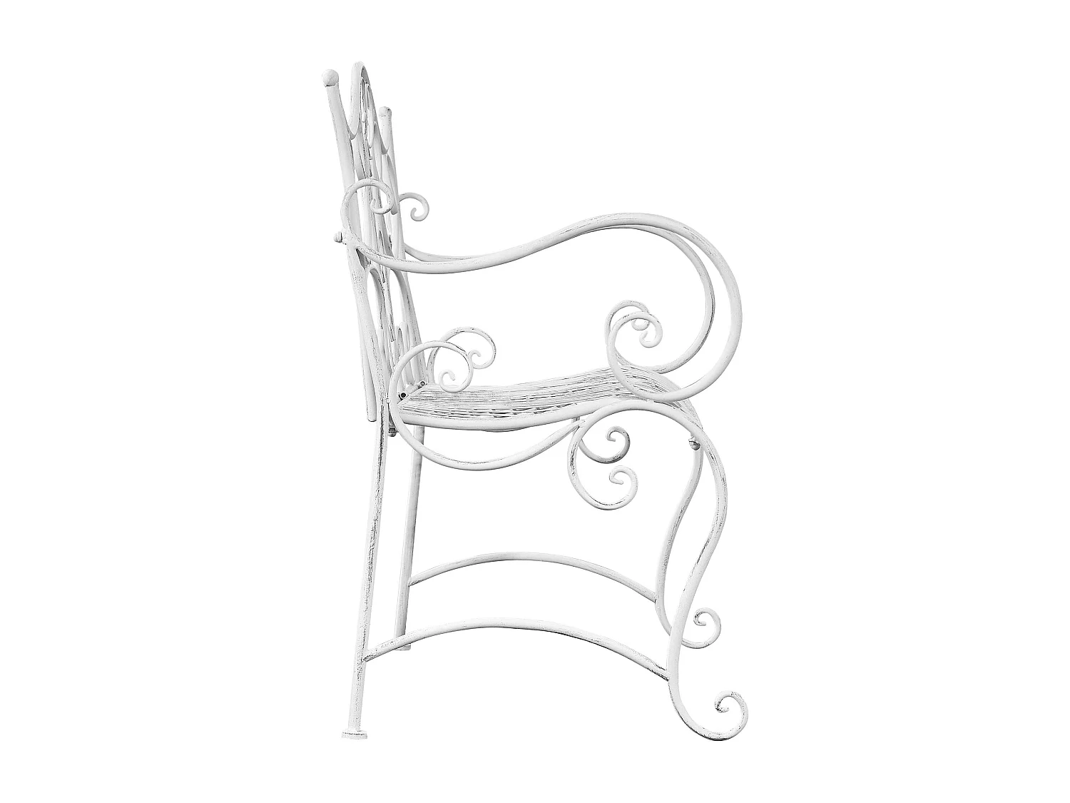 Banc de jardin - Métal & Acier inoxydable - Blanc antique - Tara