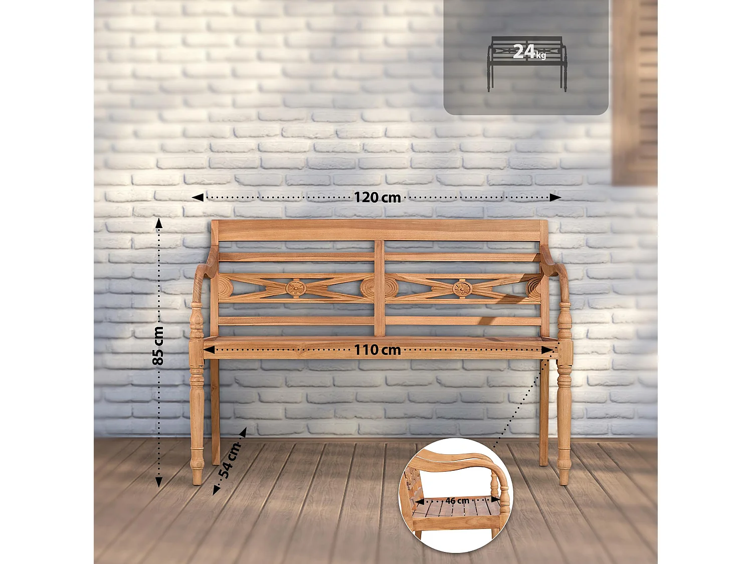 Banc de jardin - Bois - Teck - Maryland V2