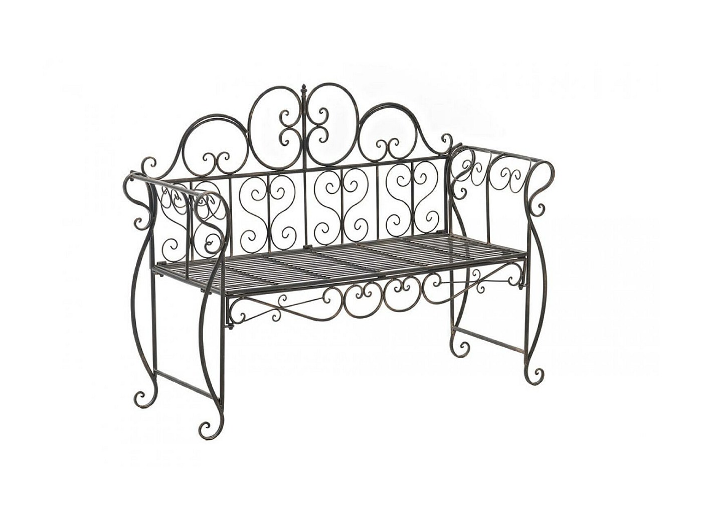 DanDiBo Banc de Jardin 111183 2 Brun Banc 146cm en Fer forgé Métal Banquette Banc de Parc