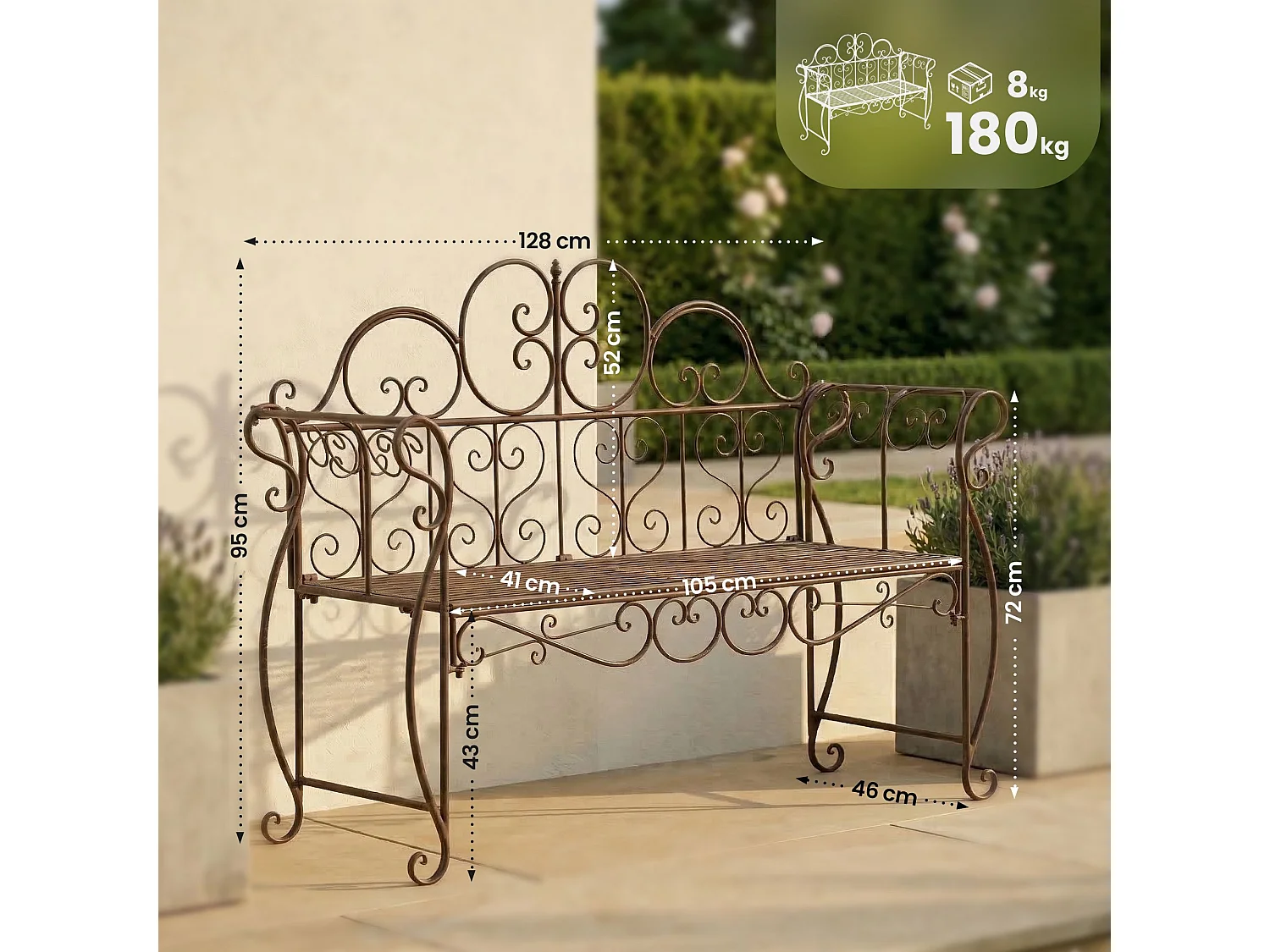 Banc de jardin - Métal - Bronze - Minna