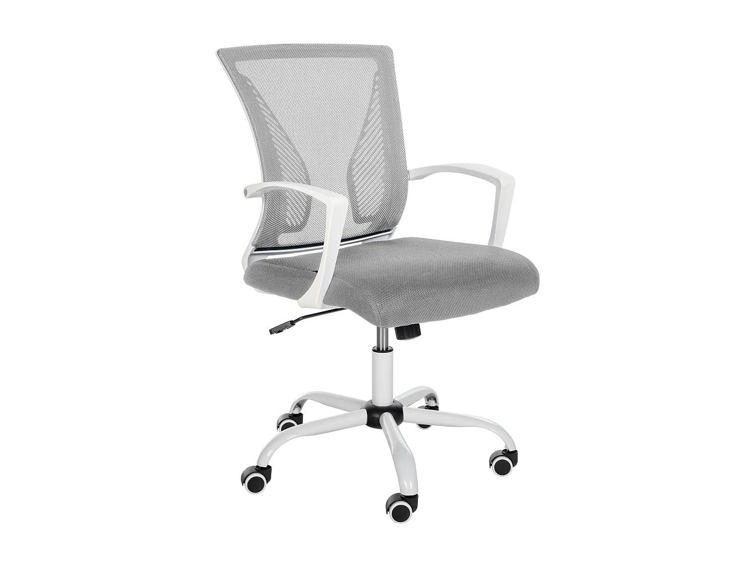 Chaise de bureau - Microfibre & Blanc - Gris clair - Tracy