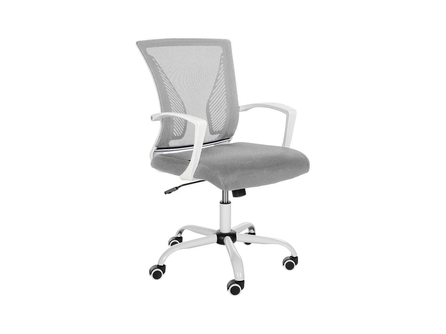 Chaise de bureau - Microfibre & Blanc - Gris clair - Tracy