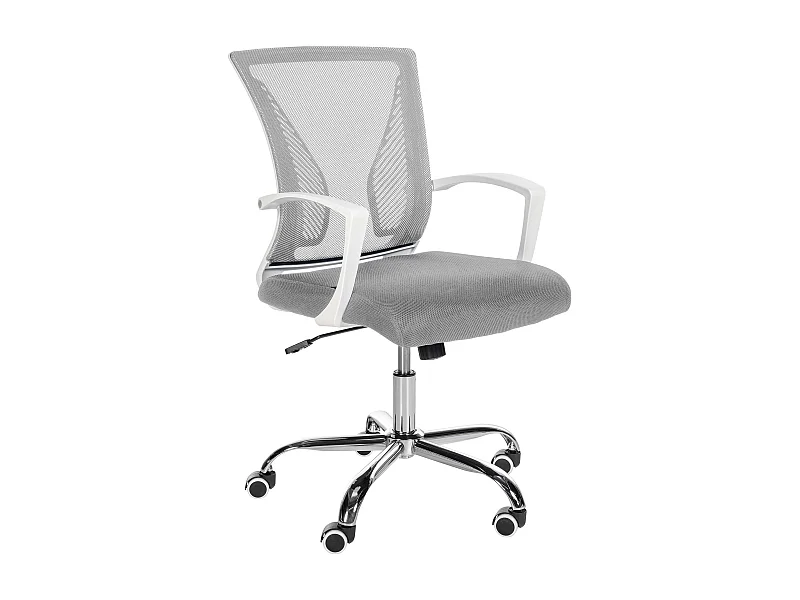 Chaise de bureau - Microfibre & Chrome - Gris clair - Tracy