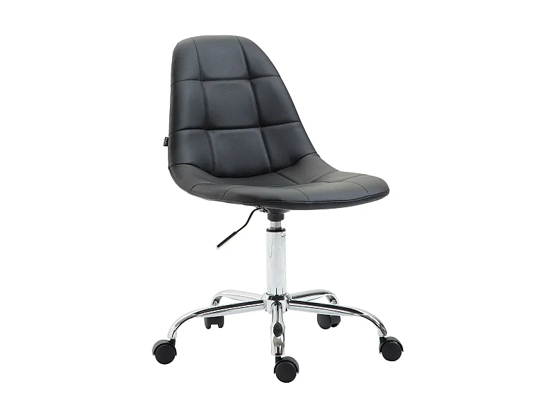 Chaise de bureau - Similicuir & Métal chromé - Noir - Reims