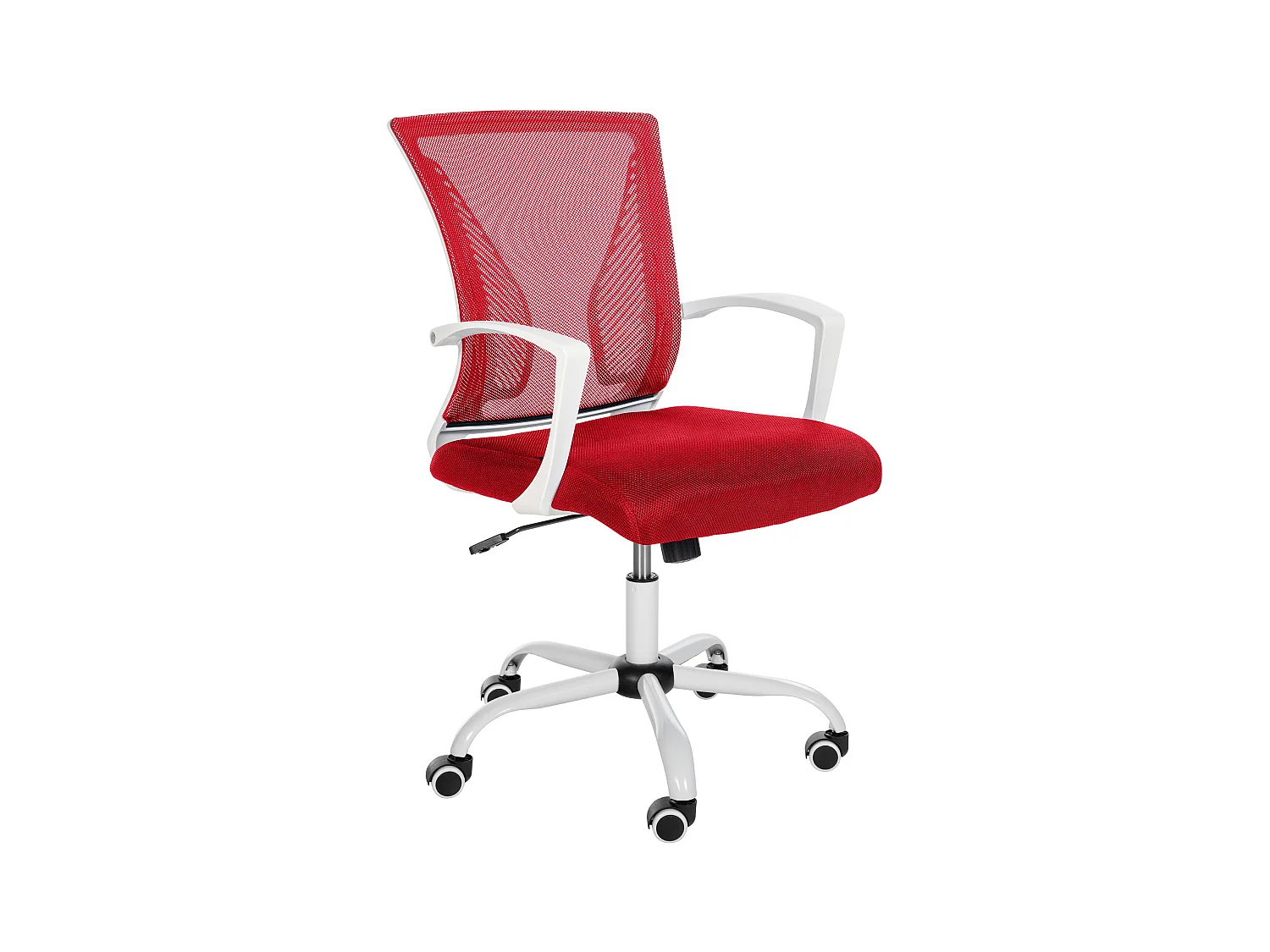 Chaise de bureau - Microfibre & Blanc - Rouge - Tracy