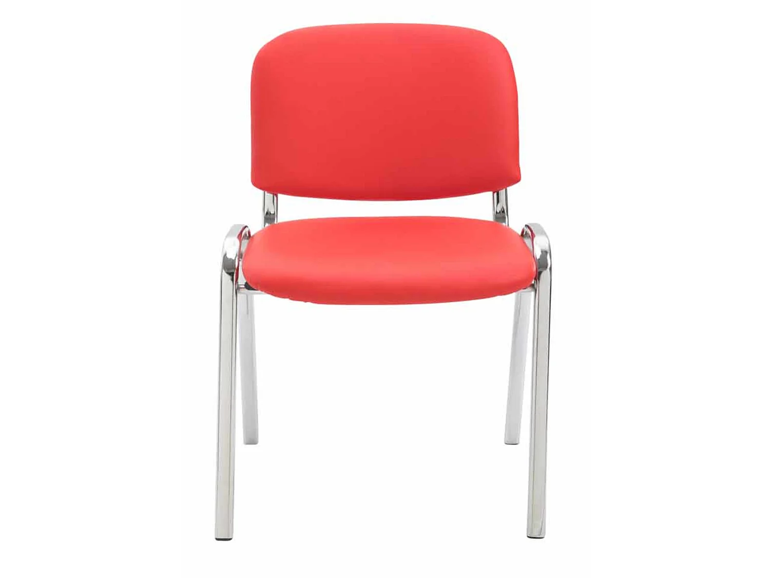 Lot de 4  Chaise de conférence - Similicuir & Métal chromé - Rouge - Ken