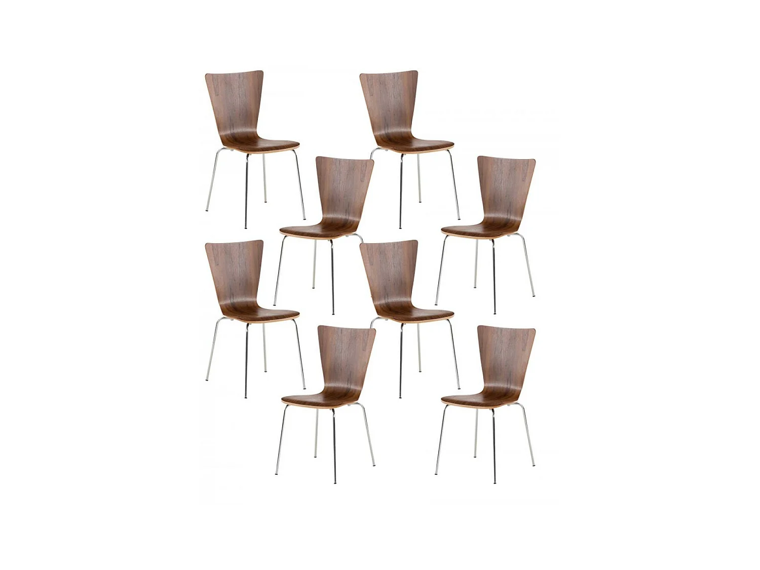 Lot de 8  Chaise de conférence - Bois & Gris - Noyer - Aaron
