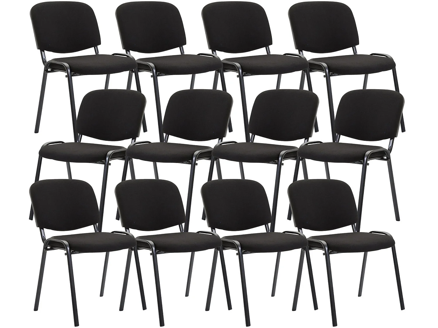 Lot de 12  Chaise de conférence - Tissu & Métal - Noir - Ken