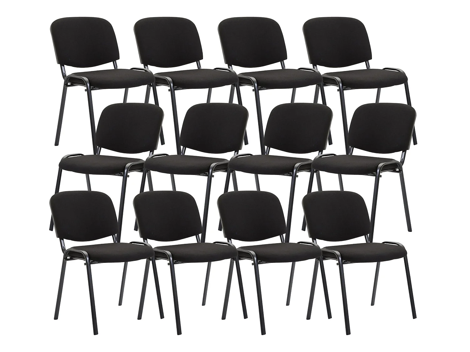Lot de 12  Chaise de conférence - Tissu & Métal - Noir - Ken