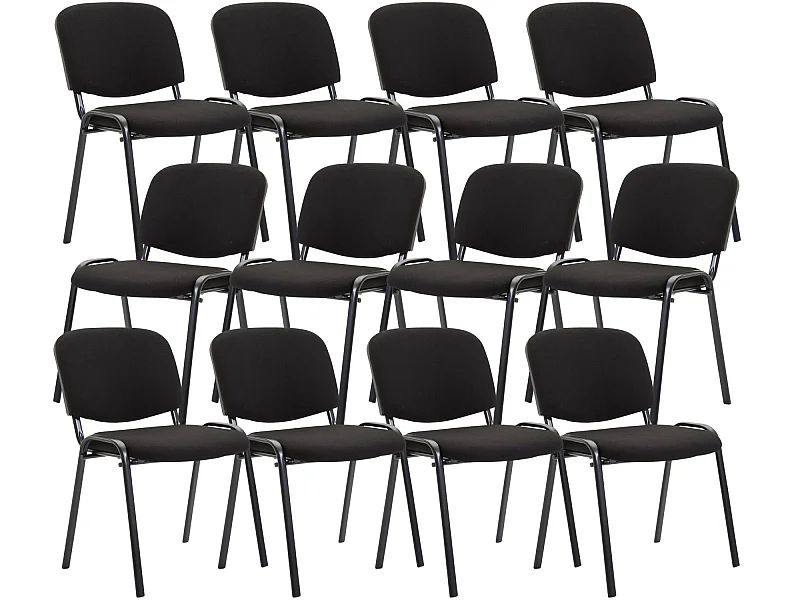 Lot de 12  Chaise de conférence - Tissu & Métal - Noir - Ken