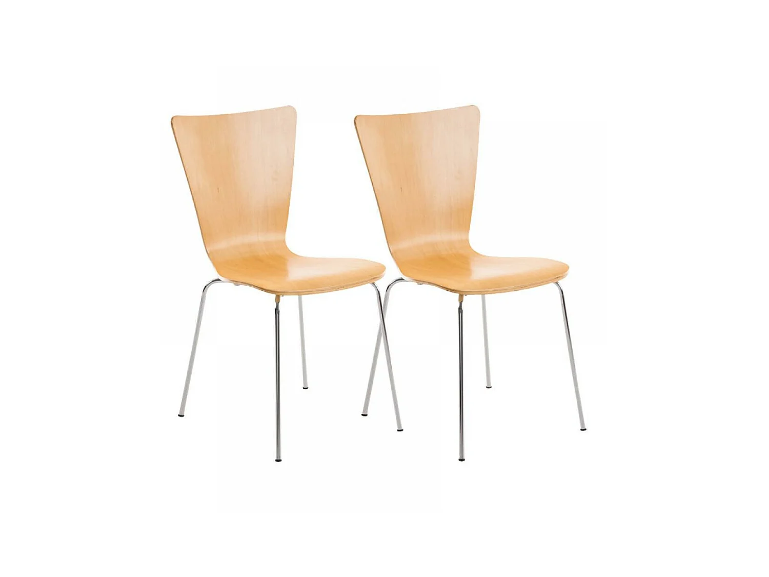 Lot de 2  Chaise de conférence - Bois & Blanc - Nature - Aaron