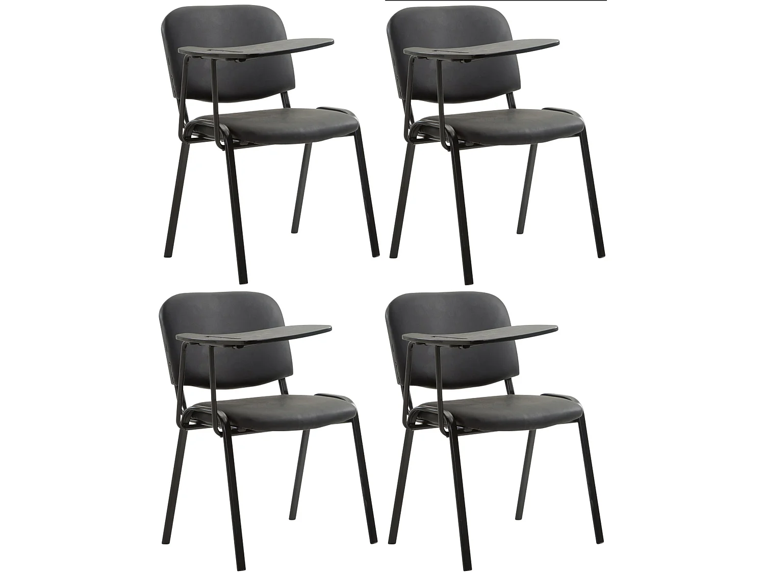 Lot de 4  Chaise de conférence - Similicuir - Noir - Ken