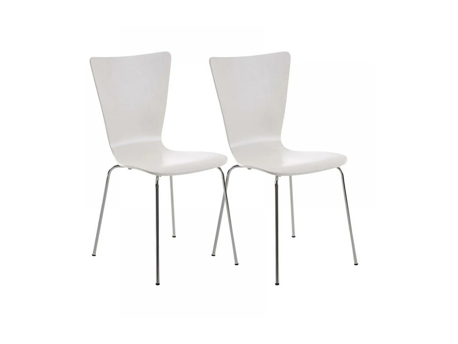 Lot de 2  Chaise de conférence - Bois & Blanc - Blanc - Aaron