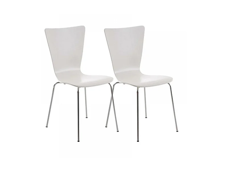 Lot de 2  Chaise de conférence - Bois & Blanc - Blanc - Aaron