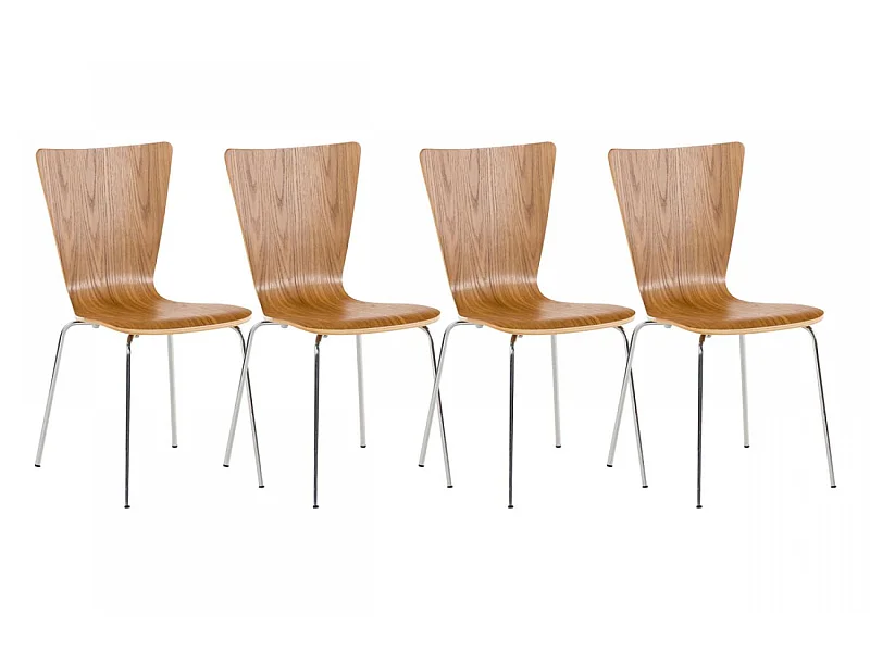 Set van 4  Conferentiestoelen - Hout & grijs - eik - Aaron