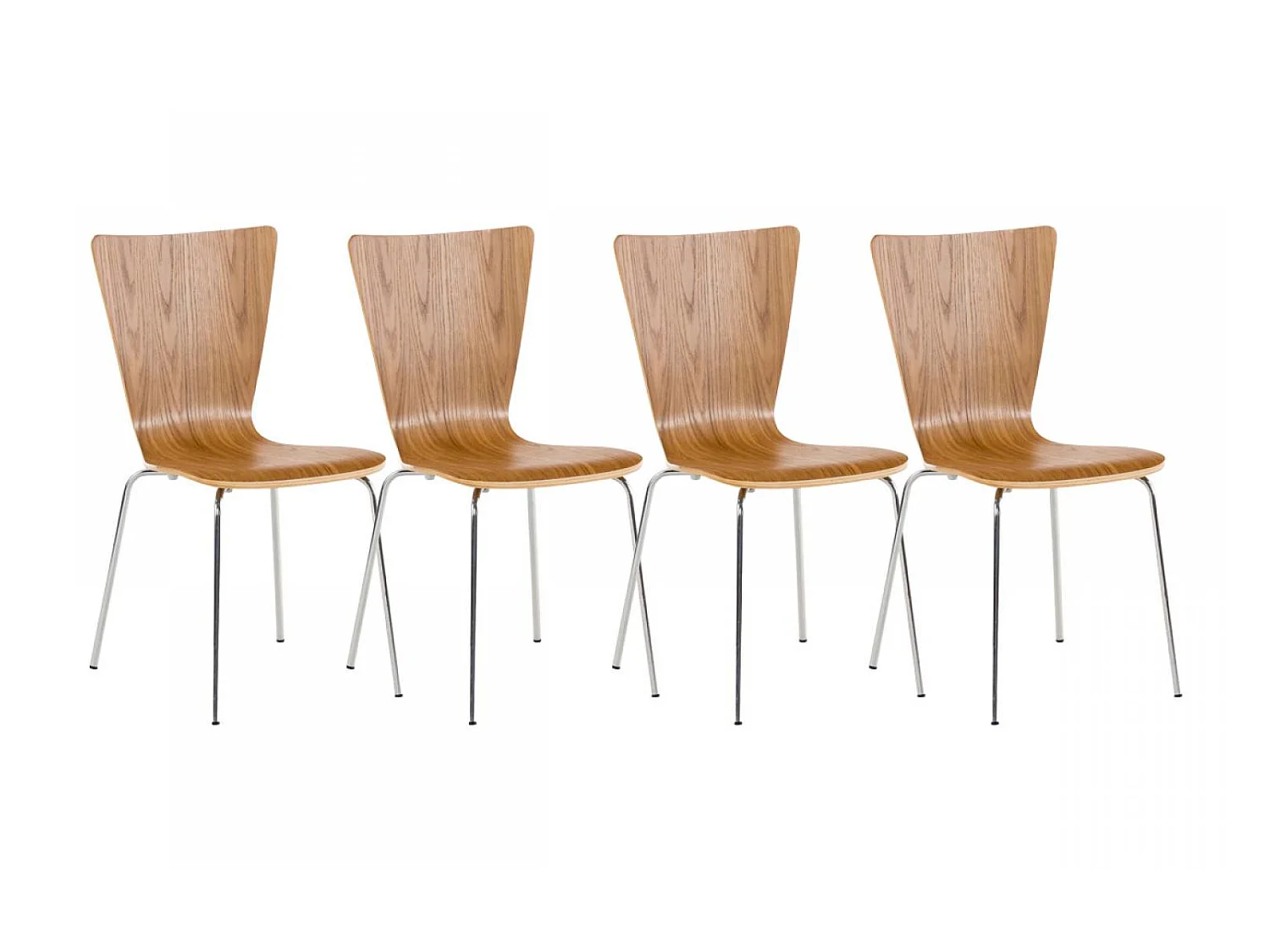Lot de 4  Chaise de conférence - Bois & Gris - Chêne - Aaron