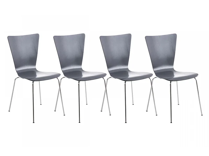 Set van 4  Conferentiestoelen - Hout & wit - grijs - Aaron