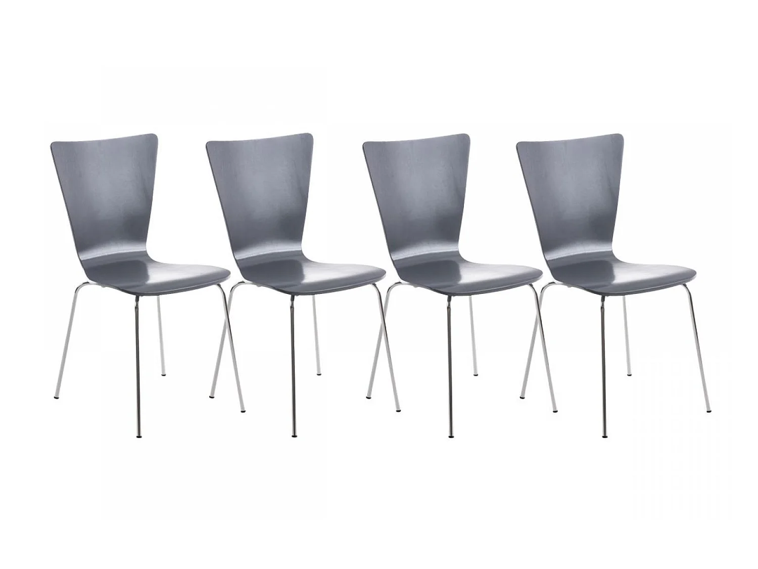 Lot de 4  Chaise de conférence - Bois & Blanc - Gris - Aaron