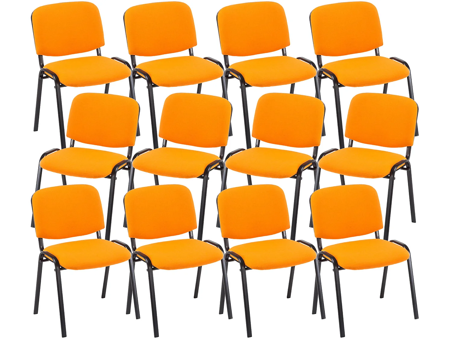 Lot de 12  Chaise de conférence - Tissu & Métal - Orange - Ken