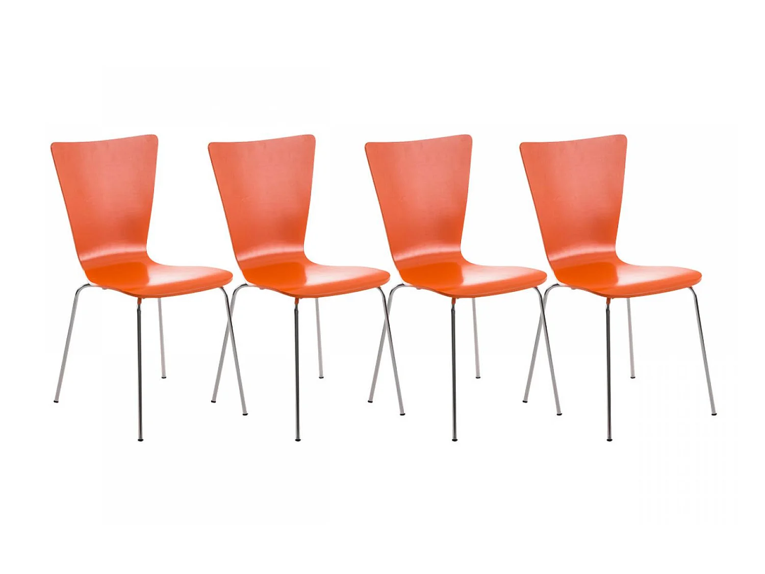 Lot de 4  Chaise de conférence - Bois & Blanc - Orange - Aaron
